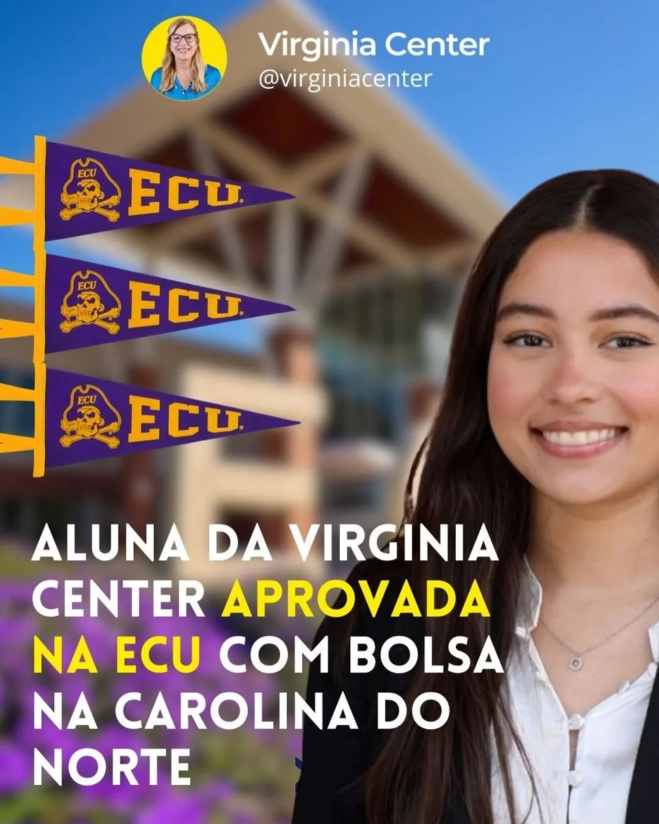 Foto de Júlia na publicação de sua aprovação com bolsa na East Carolina University