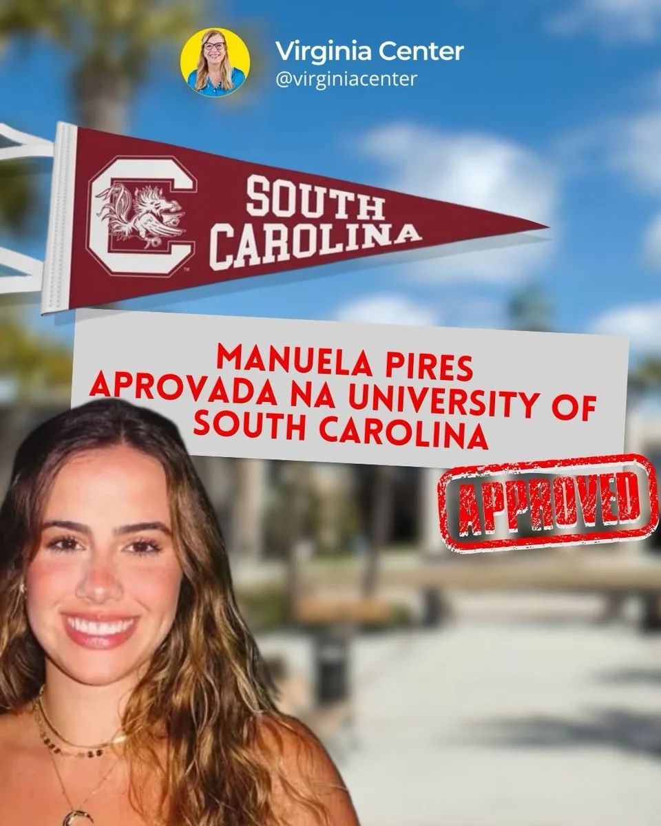 Foto de Manuela Pires na publicação de sua aprovação na University of South Carolina